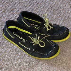 Neon and Black Sperrys